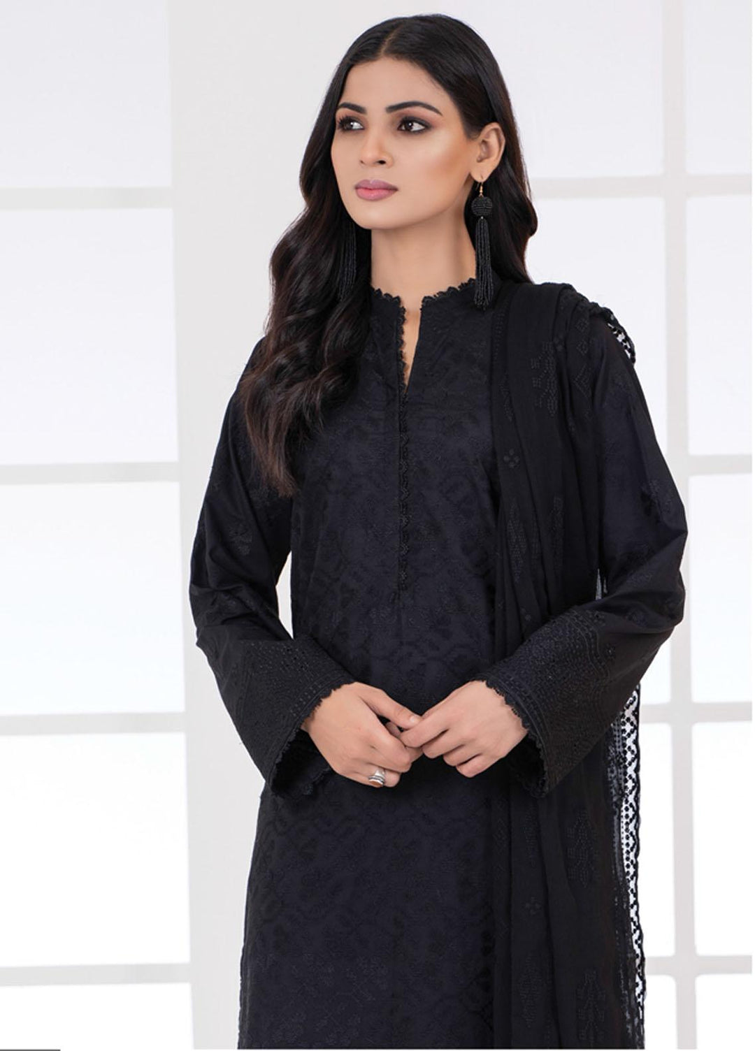 Monochrome By Lakhany Embroidered Lawn Suits Unstitched 3 Piece LSM22BW MCE-7021 - Black & White Collection