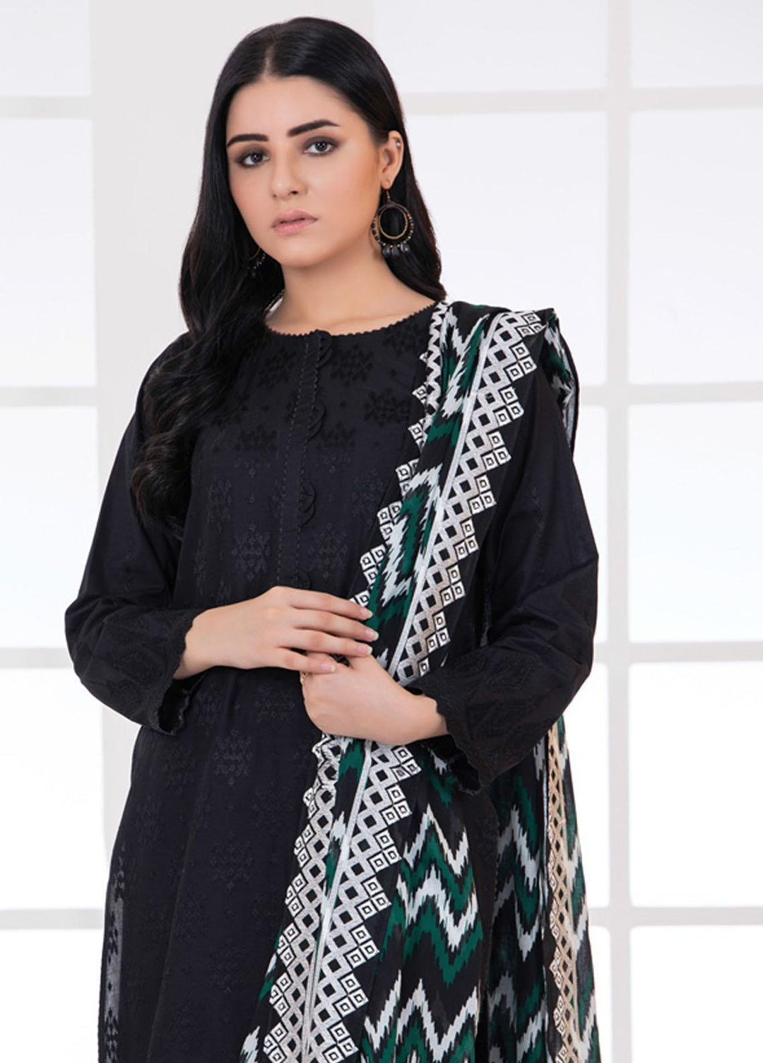 Monochrome By Lakhany Embroidered Lawn Suits Unstitched 3 Piece LSM22BW MCE-7022 - Black & White Collection