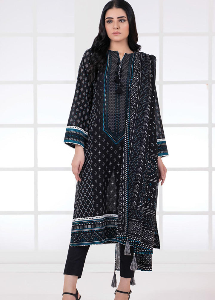 Monochrome By Lakhany Printed Lawn Suits Unstitched 3 Piece LSM22BW MCP-7013 - Black & White Collection