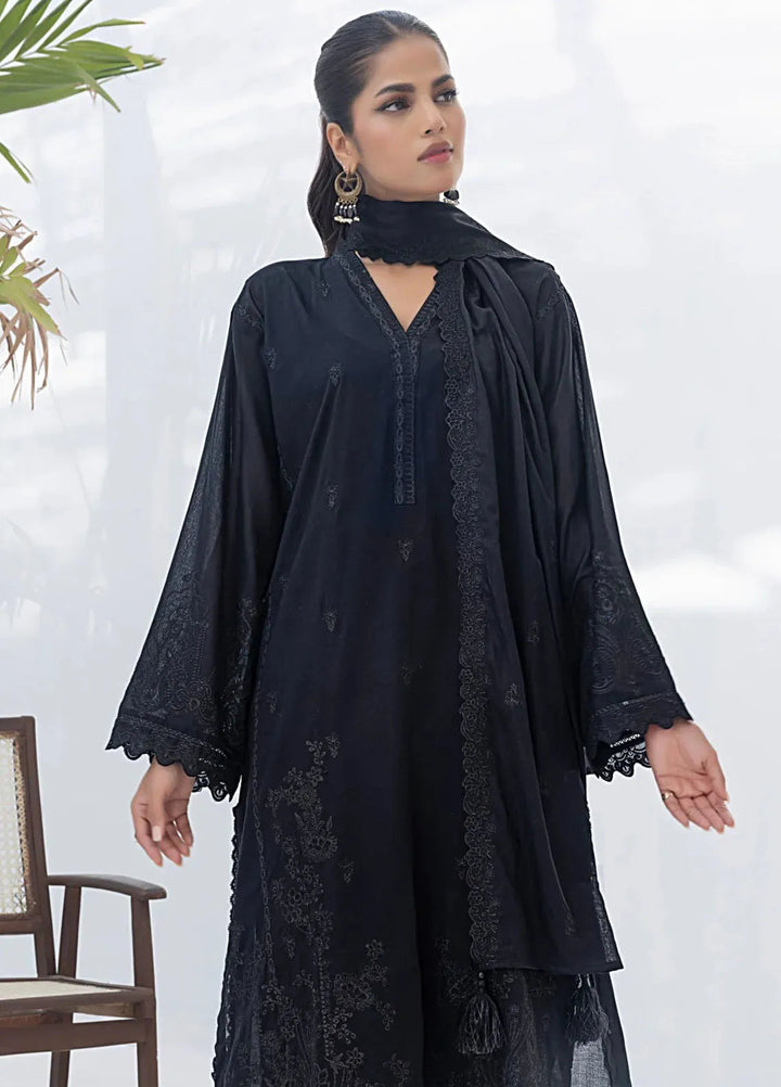 Lakhany Monochrome Embroidered Lawn Suit Unstitched 3 Piece LSM24ML LG-IZ-0182 - Summer Collection
