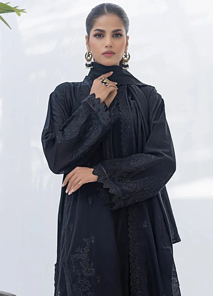 Lakhany Monochrome Embroidered Lawn Suit Unstitched 3 Piece LSM24ML LG-IZ-0182 - Summer Collection