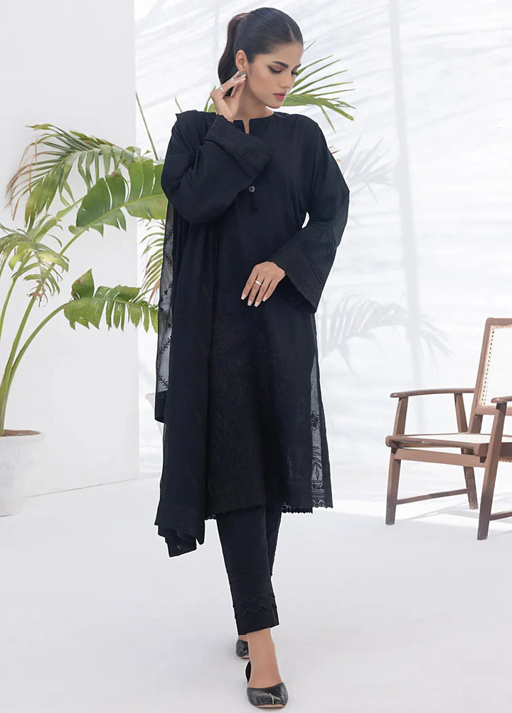 Lakhany Monochrome Embroidered Lawn Suit Unstitched 3 Piece LSM24ML LG-SK-0203 - Summer Collection