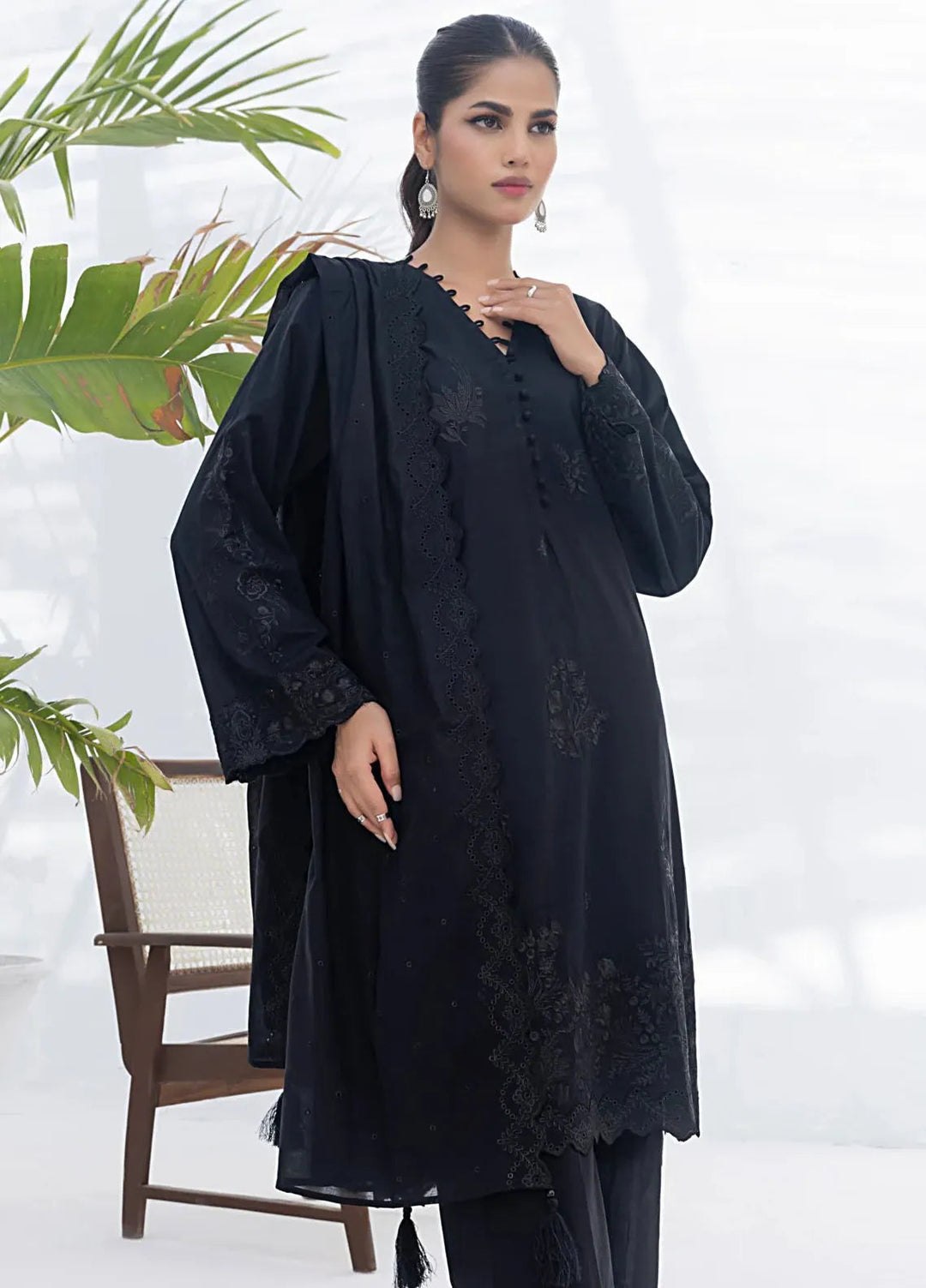 Lakhany Monochrome Embroidered Lawn Suit Unstitched 3 Piece LSM24ML LG-UB-0052 - Summer Collection