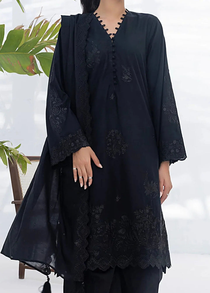 Lakhany Monochrome Embroidered Lawn Suit Unstitched 3 Piece LSM24ML LG-UB-0052 - Summer Collection