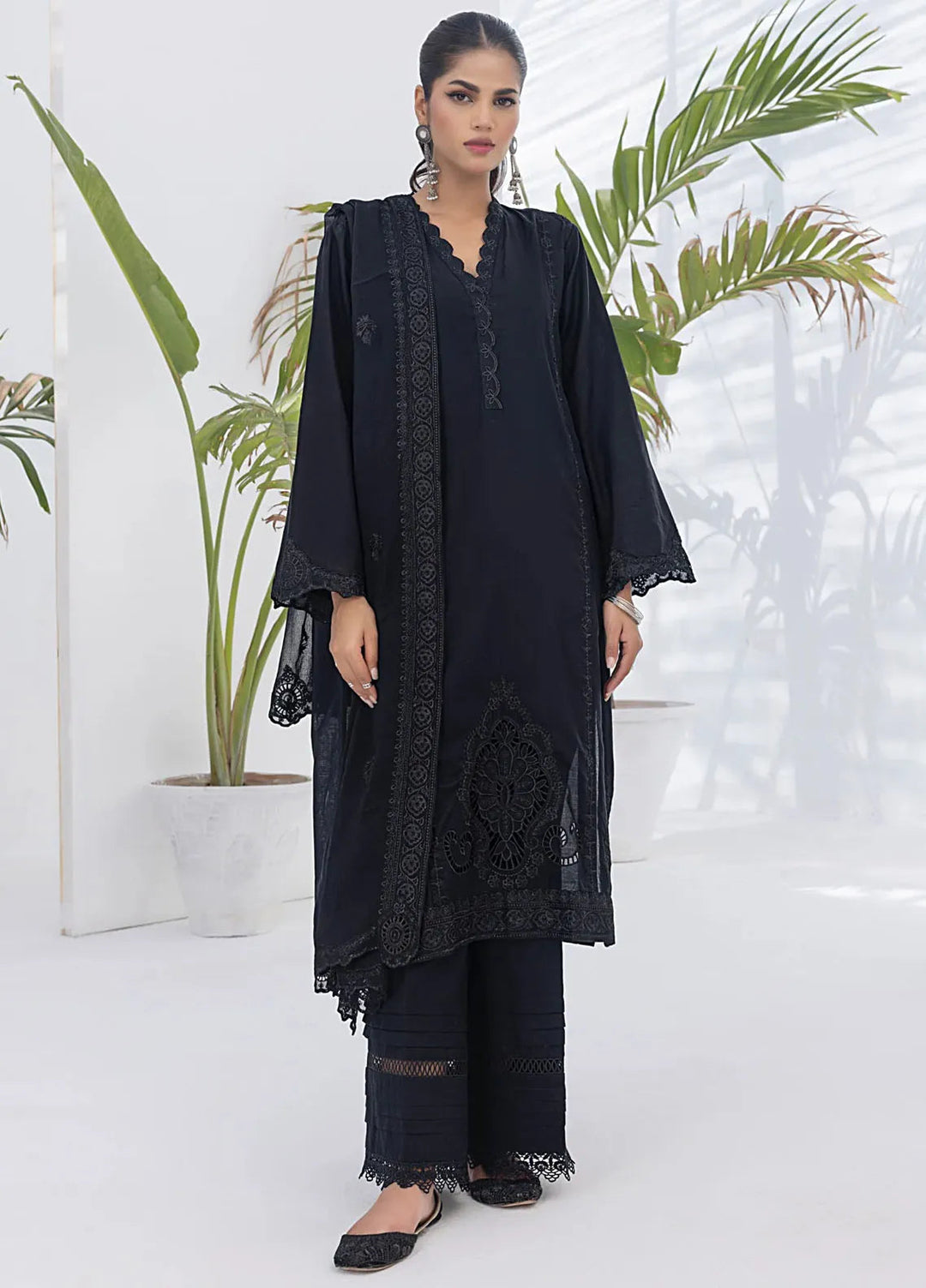 Lakhany Monochrome Embroidered Lawn Suit Unstitched 3 Piece LSM24ML LG-UB-0055 - Summer Collection