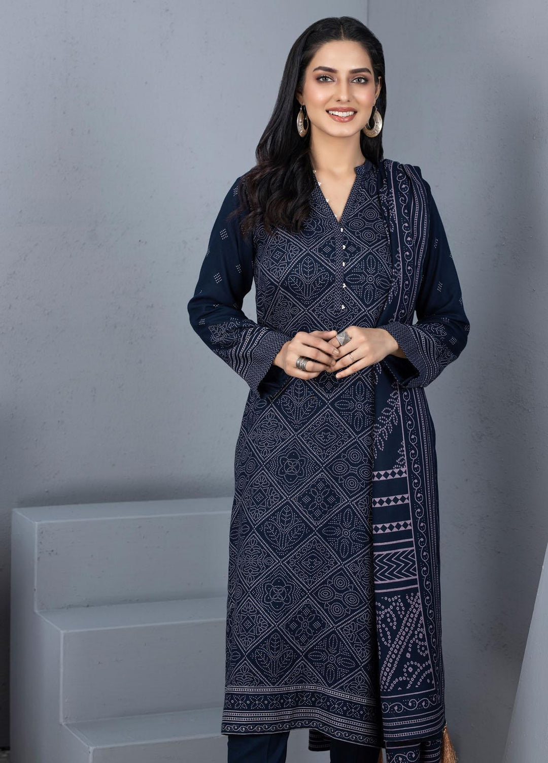 Lakhany Printed Pashmina Suits Unstitched 3 Piece LSM21PSH PPC-301-A - Winter Collection