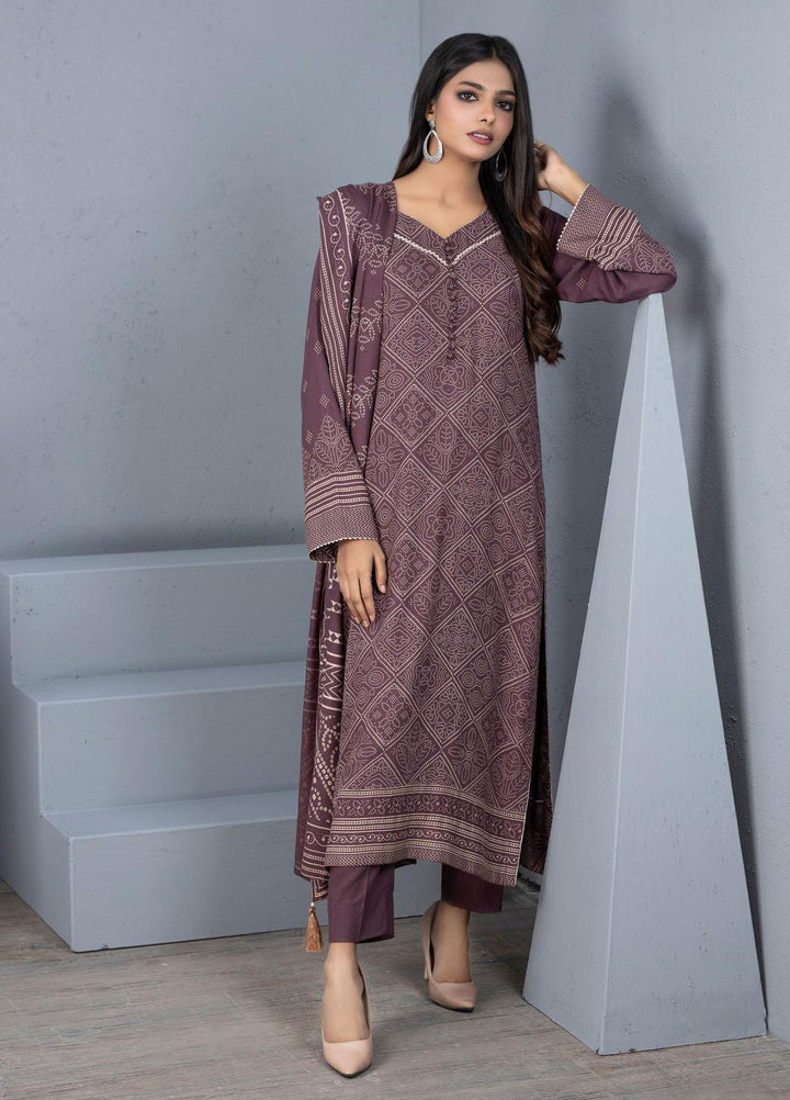 Lakhany Printed Pashmina Suits Unstitched 3 Piece LSM21PSH PPC-301-B - Winter Collection