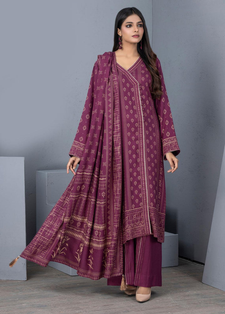 Lakhany Printed Pashmina Suits Unstitched 3 Piece LSM21PSH PPC-302-A - Winter Collection