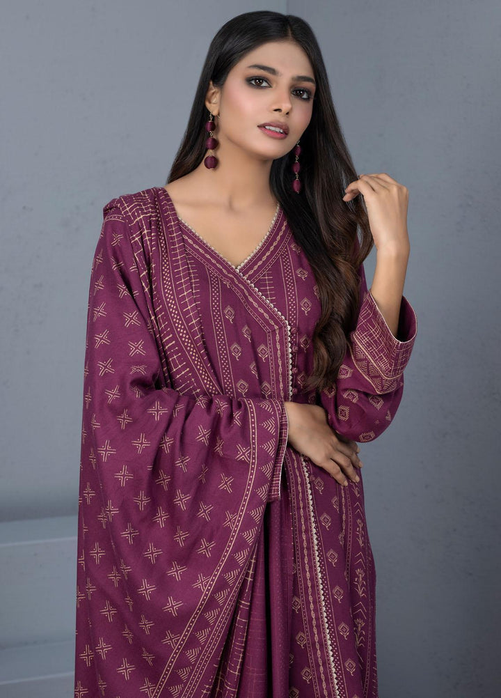 Lakhany Printed Pashmina Suits Unstitched 3 Piece LSM21PSH PPC-302-A - Winter Collection