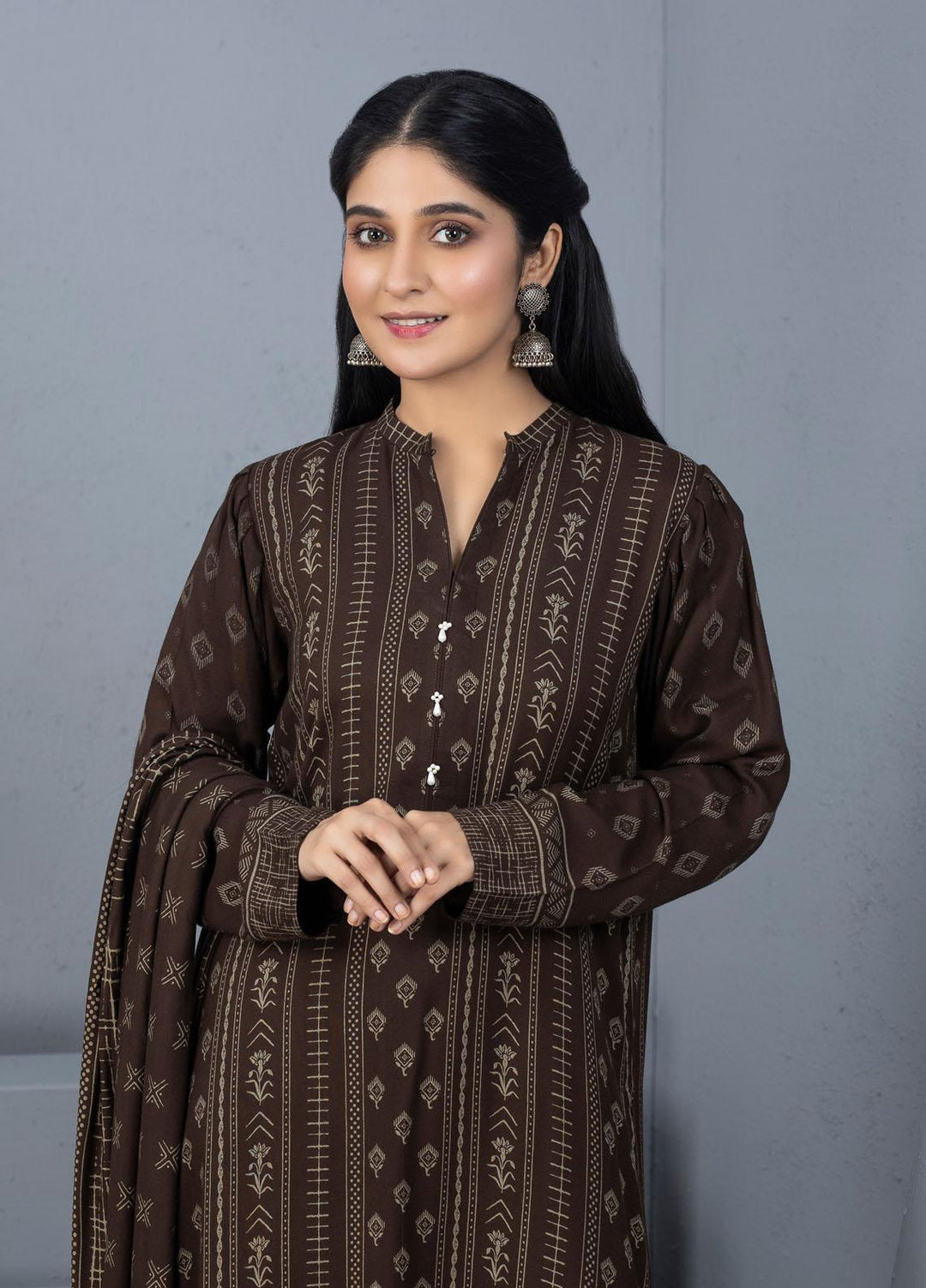 Lakhany Printed Pashmina Suits Unstitched 3 Piece LSM21PSH PPC-302-B - Winter Collection