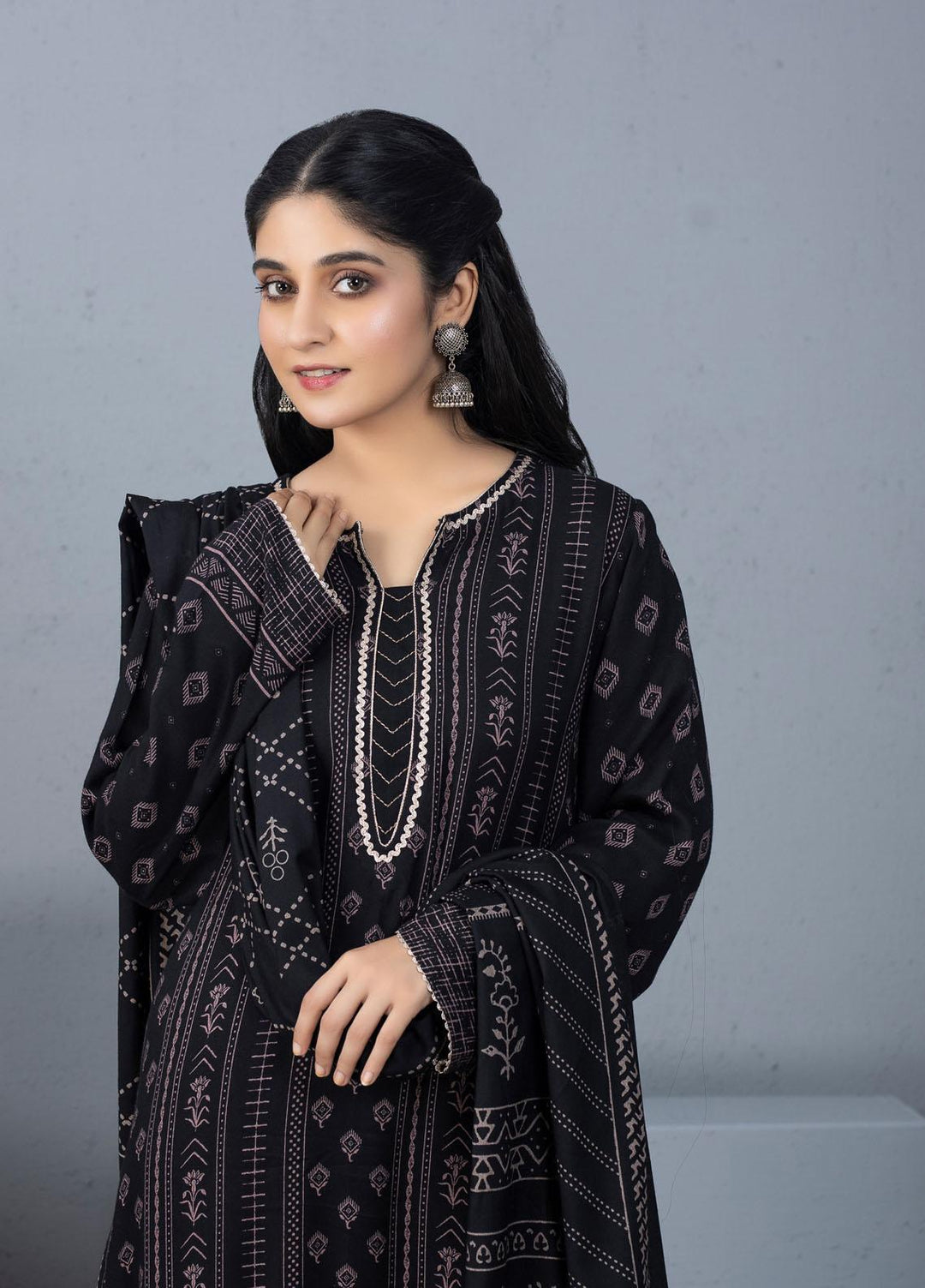 Lakhany Printed Pashmina Suits Unstitched 3 Piece LSM21PSH PPC-302-C - Winter Collection