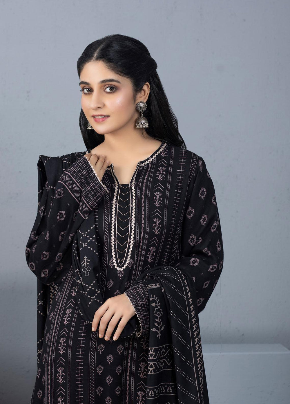 Lakhany Printed Pashmina Suits Unstitched 3 Piece LSM21PSH PPC-302-C - Winter Collection