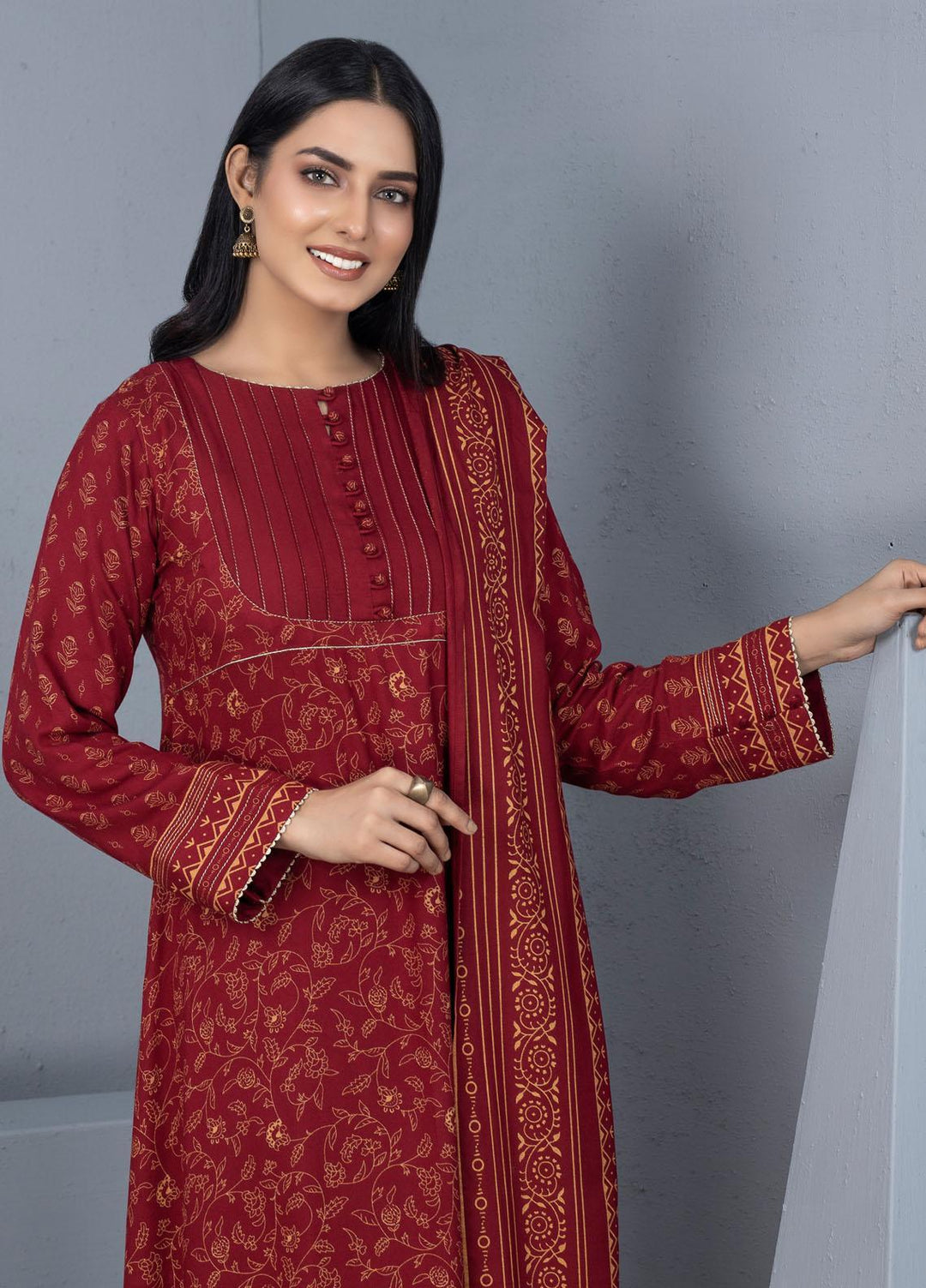 Lakhany Printed Pashmina Suits Unstitched 3 Piece LSM21PSH PPC-303-A - Winter Collection