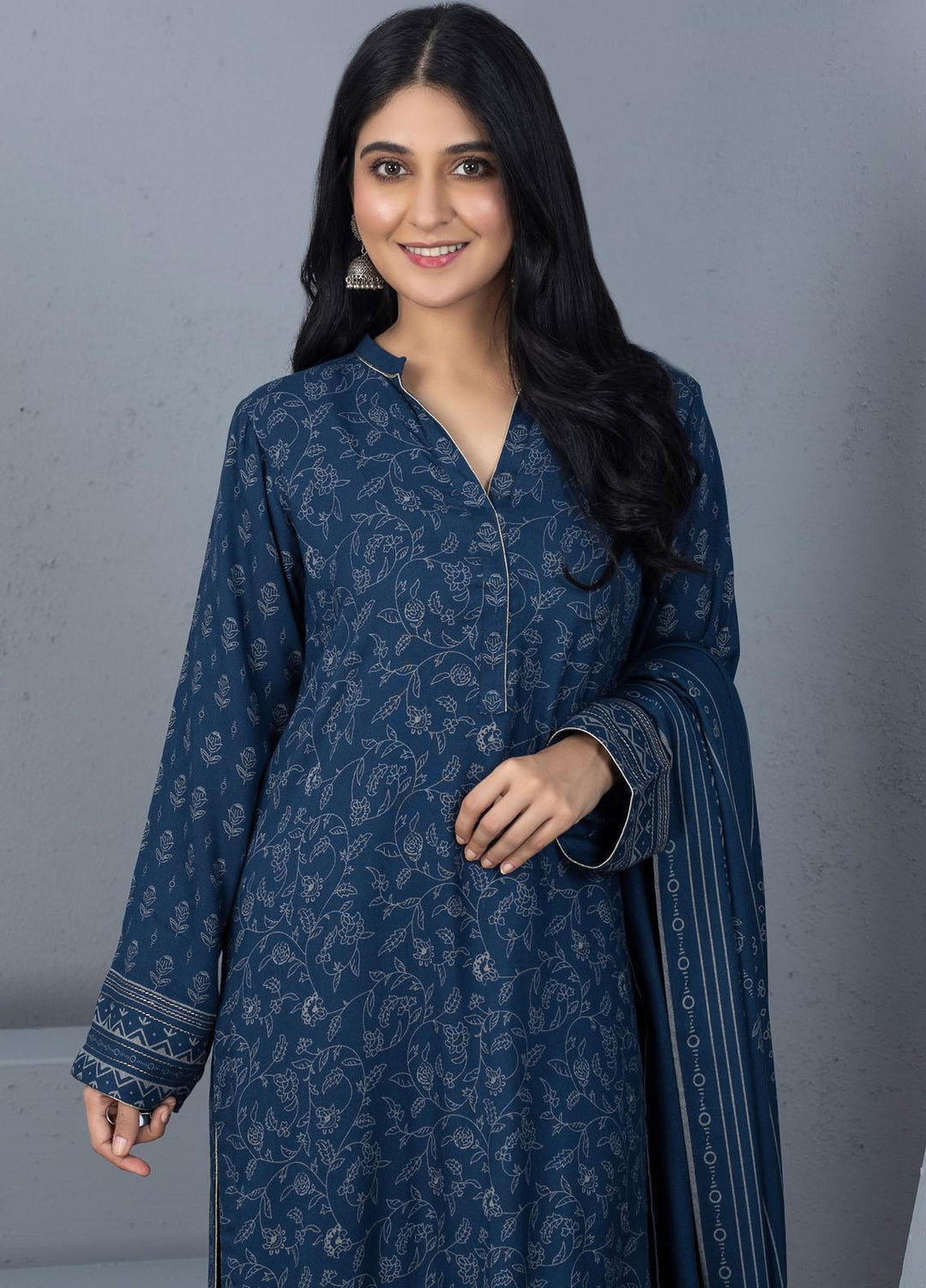 Lakhany Printed Pashmina Suits Unstitched 3 Piece LSM21PSH PPC-303-B - Winter Collection