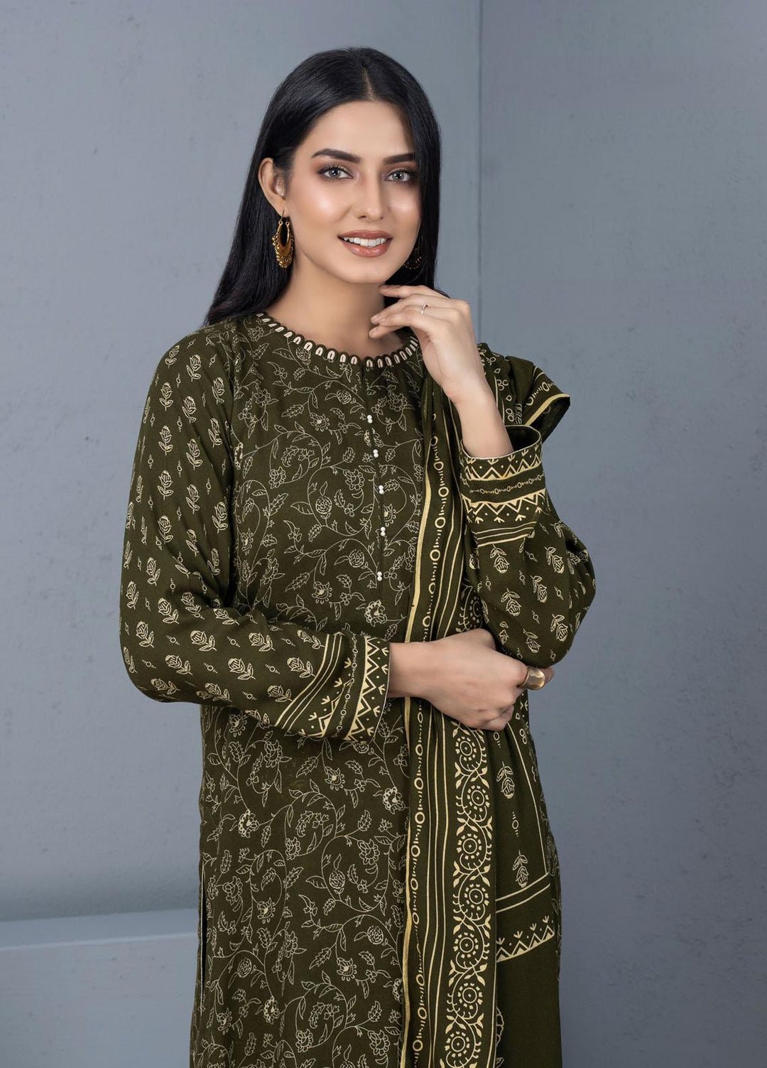 Lakhany Printed Pashmina Suits Unstitched 3 Piece LSM21PSH PPC-303-C - Winter Collection