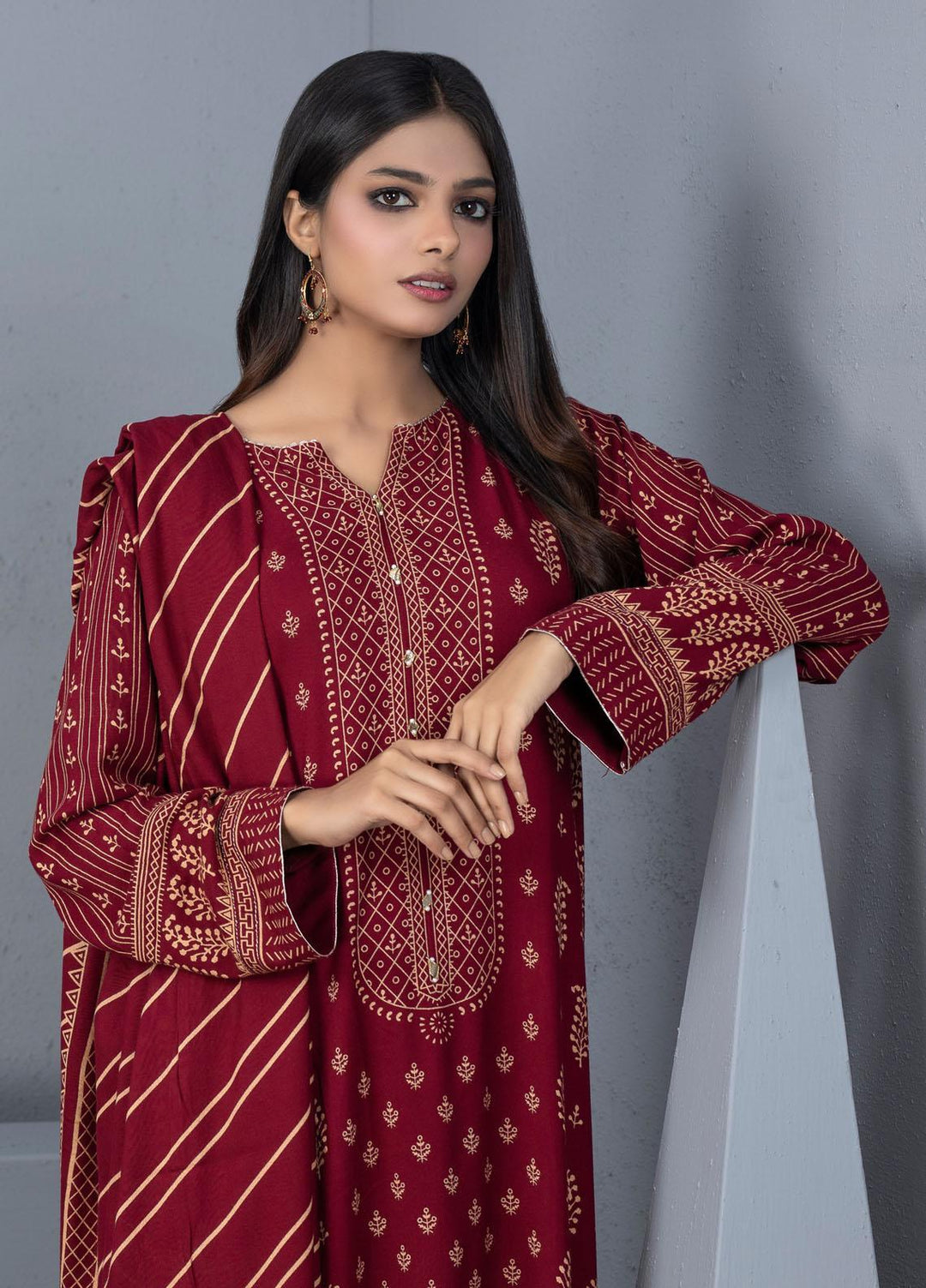 Lakhany Printed Pashmina Suits Unstitched 3 Piece LSM21PSH PPC-304-A - Winter Collection