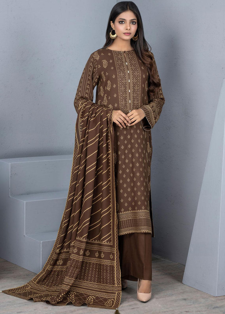 Lakhany Printed Pashmina Suits Unstitched 3 Piece LSM21PSH PPC-304-B - Winter Collection