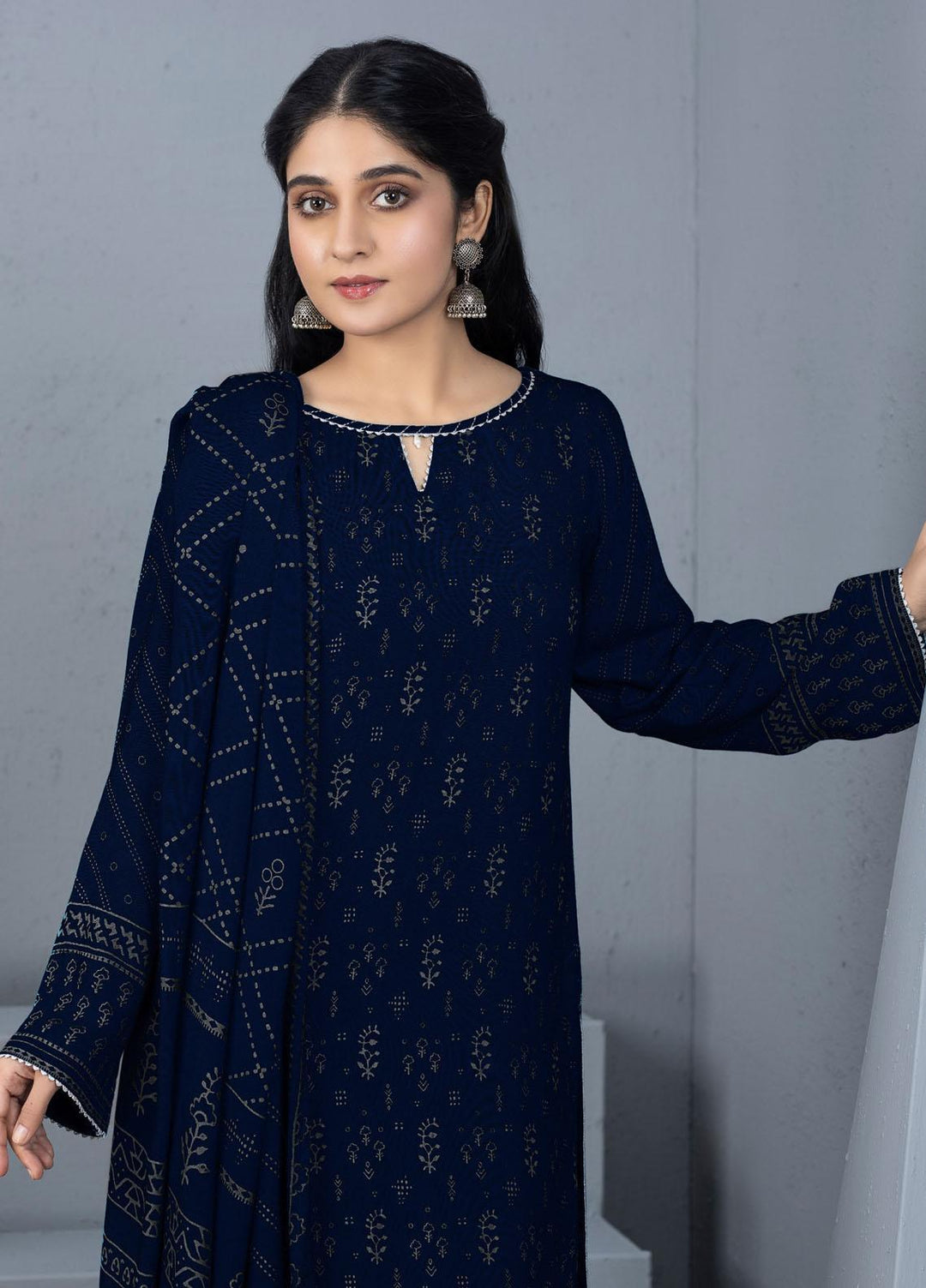 Lakhany Printed Pashmina Suits Unstitched 3 Piece LSM21PSH PPC-305-A - Winter Collection