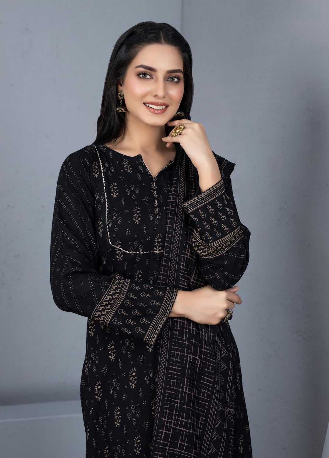 Lakhany Printed Pashmina Suits Unstitched 3 Piece LSM21PSH PPC-305-C - Winter Collection