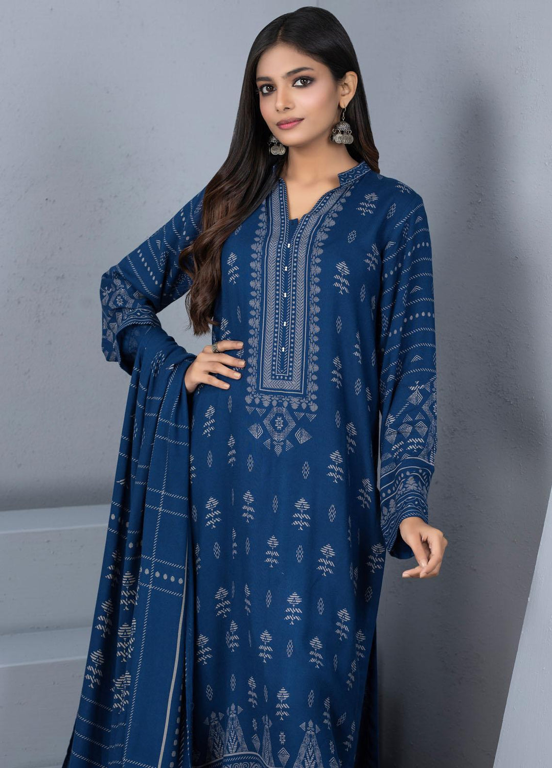 Lakhany Printed Pashmina Suits Unstitched 3 Piece LSM21PSH PPC-306-C - Winter Collection