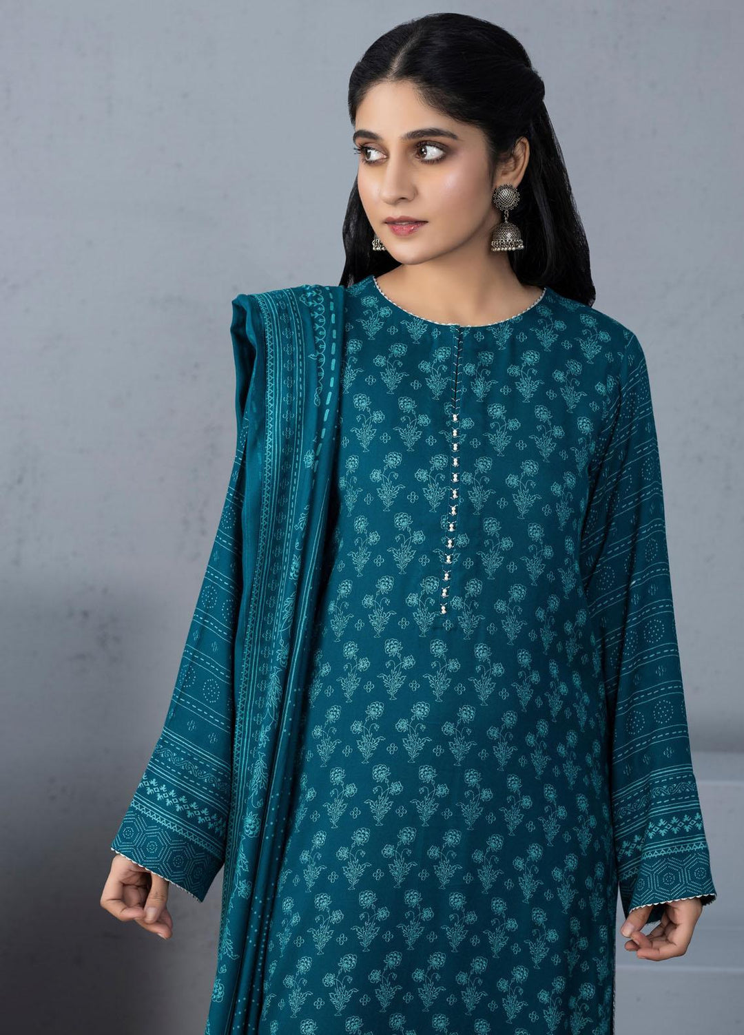 Lakhany Printed Pashmina Suits Unstitched 3 Piece LSM21PSH PPC-307-A - Winter Collection