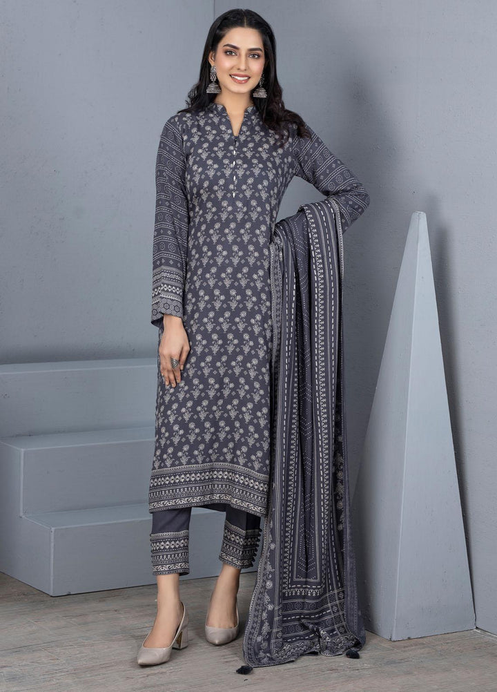 Lakhany Printed Pashmina Suits Unstitched 3 Piece LSM21PSH PPC-307-B - Winter Collection