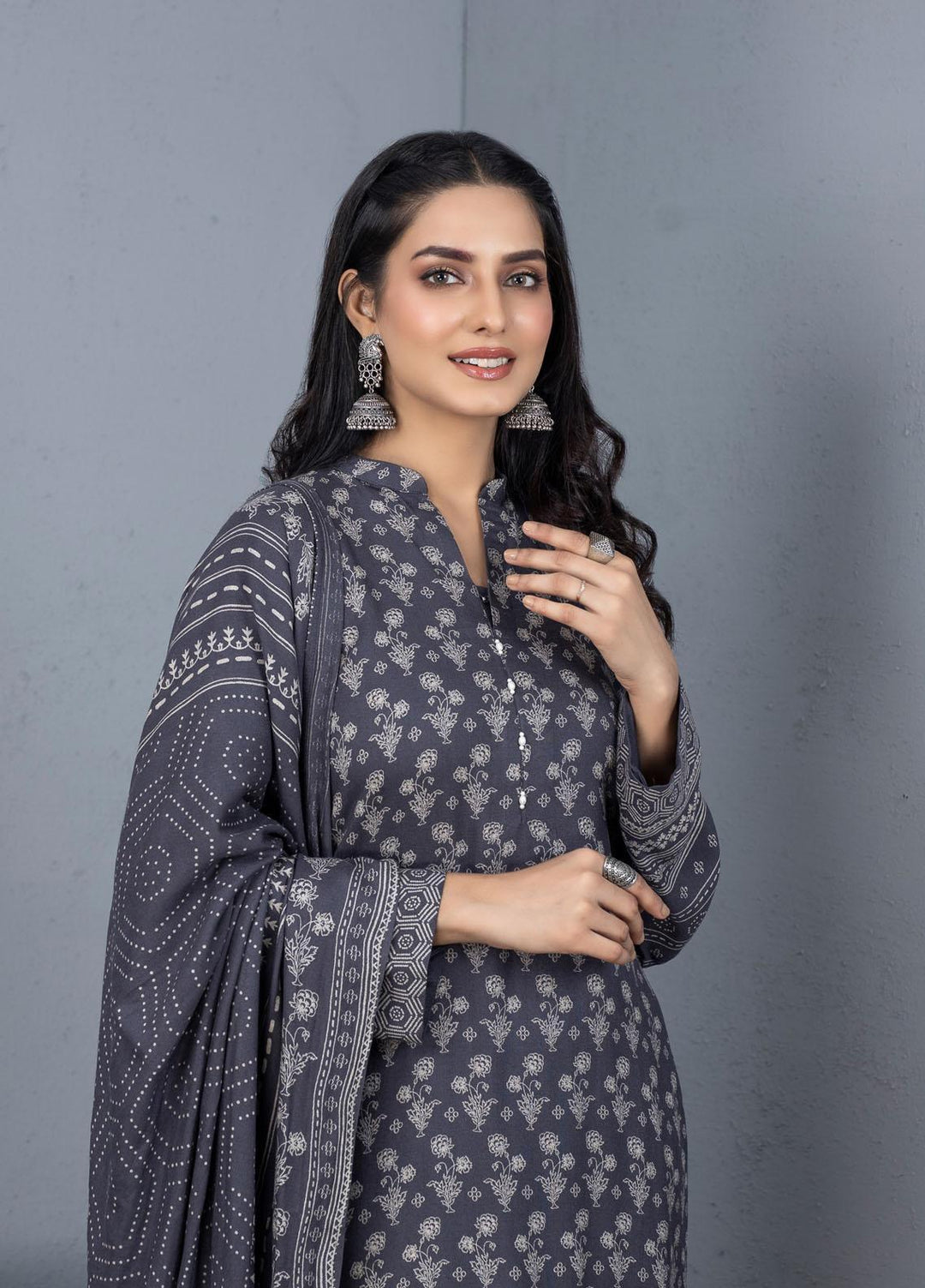 Lakhany Printed Pashmina Suits Unstitched 3 Piece LSM21PSH PPC-307-B - Winter Collection