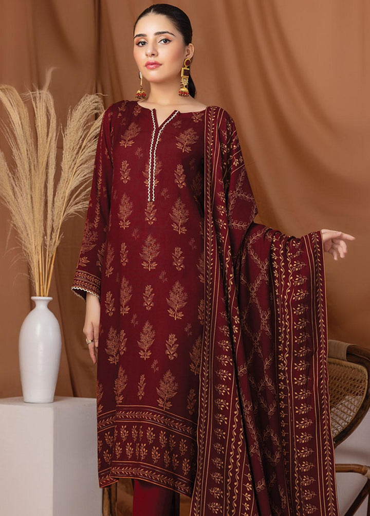 Lakhany Printed Pashmina Suits Unstitched 3 Piece LSM22P PPC-301-A - Winter Collection