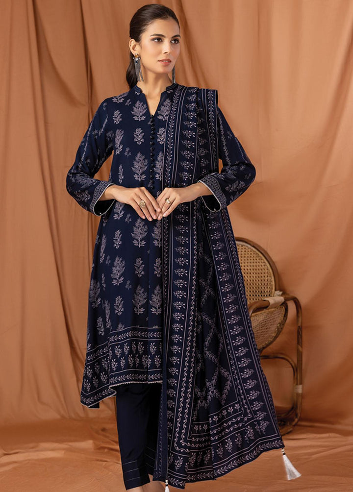 Lakhany Printed Pashmina Suits Unstitched 3 Piece LSM22P PPC-301-B - Winter Collection