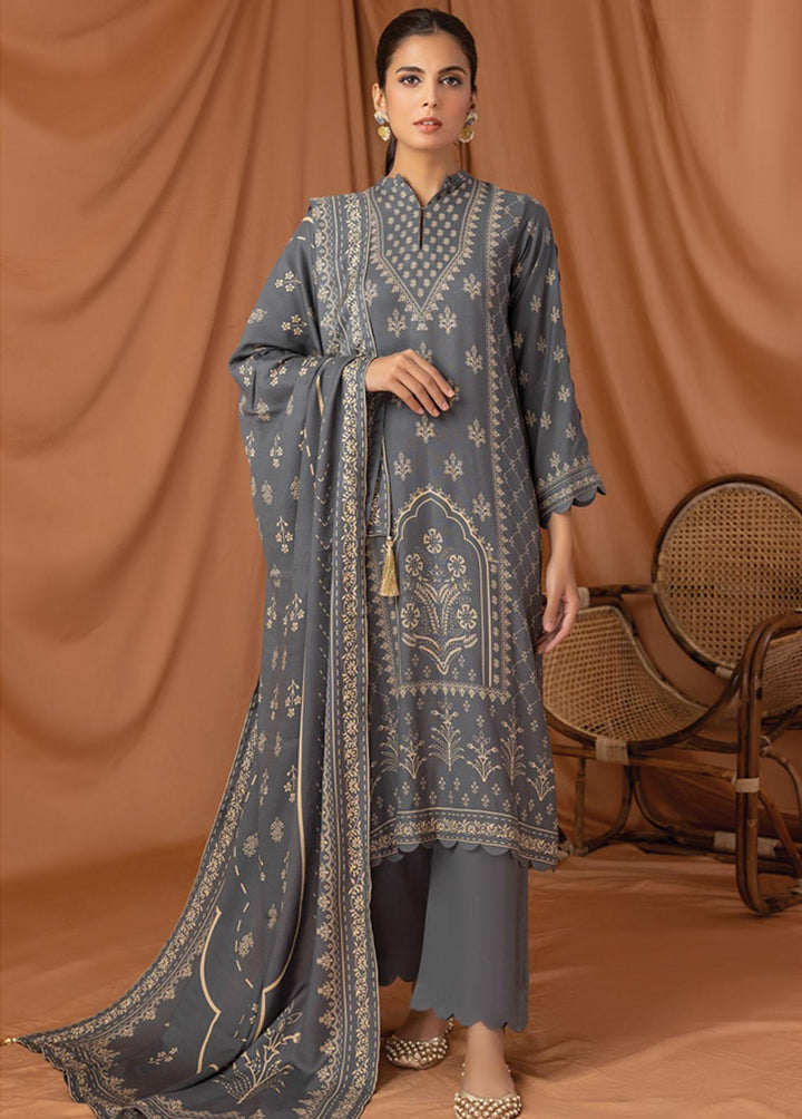 Lakhany Printed Pashmina Suits Unstitched 3 Piece LSM22P PPC-306-C - Winter Collection