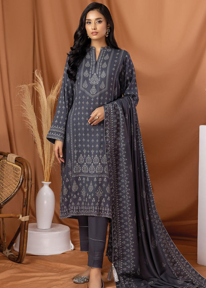 Lakhany Printed Pashmina Suits Unstitched 3 Piece LSM22P PPC-307-B - Winter Collection