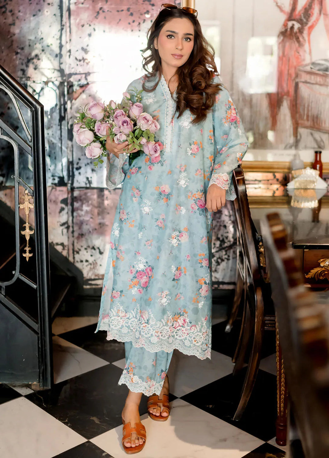 Lakhany Pret Embroidered Cambric 2 Piece Suit LG-AR-0017-W-PRT-2P