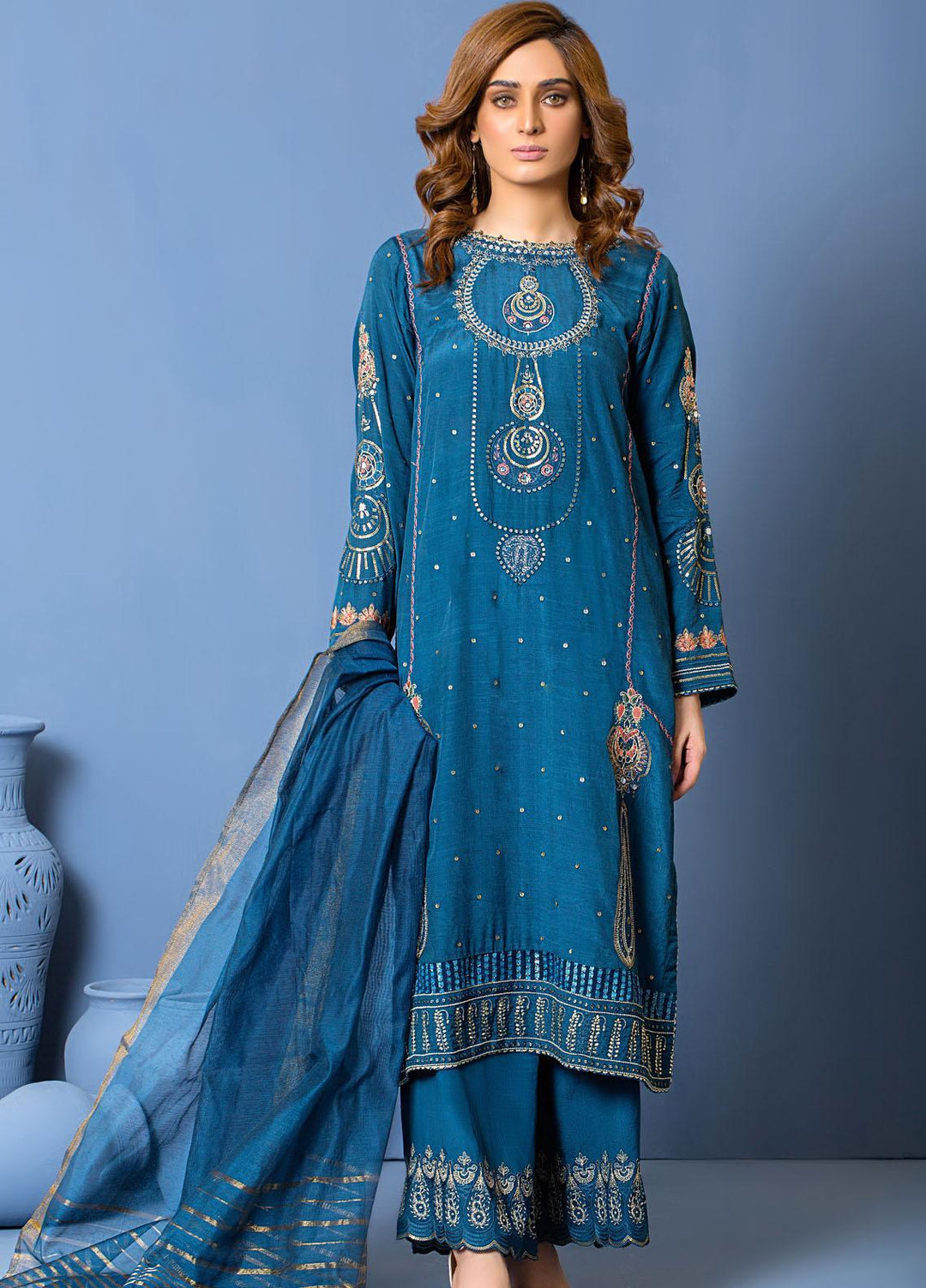Lakhany Luxury Pret Embroidered Khaadi Net 3 Piece Dress LSM-2871