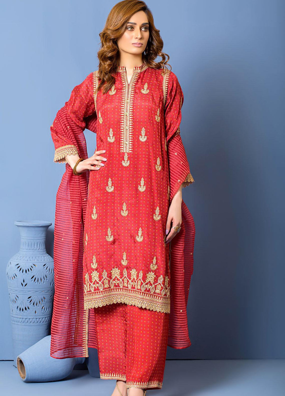 Lakhany Luxury Pret Embroidered Khaadi Net 3 Piece Dress LSM-2877