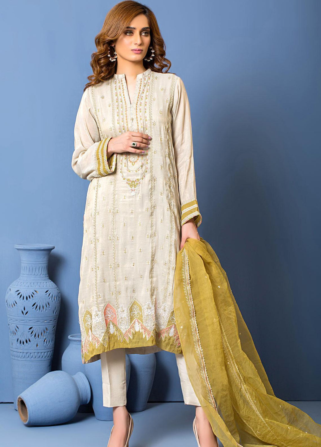 Lakhany Luxury Pret Embroidered Khaadi Net 3 Piece Dress LSM-2869