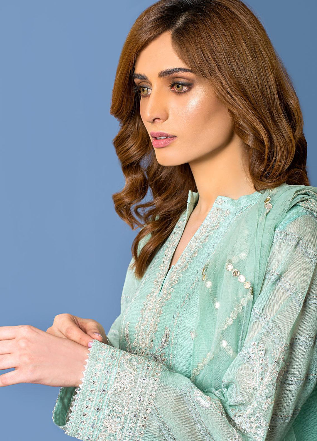 Lakhany Luxury Pret Embroidered Khaadi Net 3 Piece Dress LSM-2870