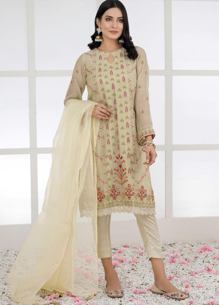 Lakhany Luxury Pret Embroidered Khaadi Net 3 Piece Suit LSM-2453