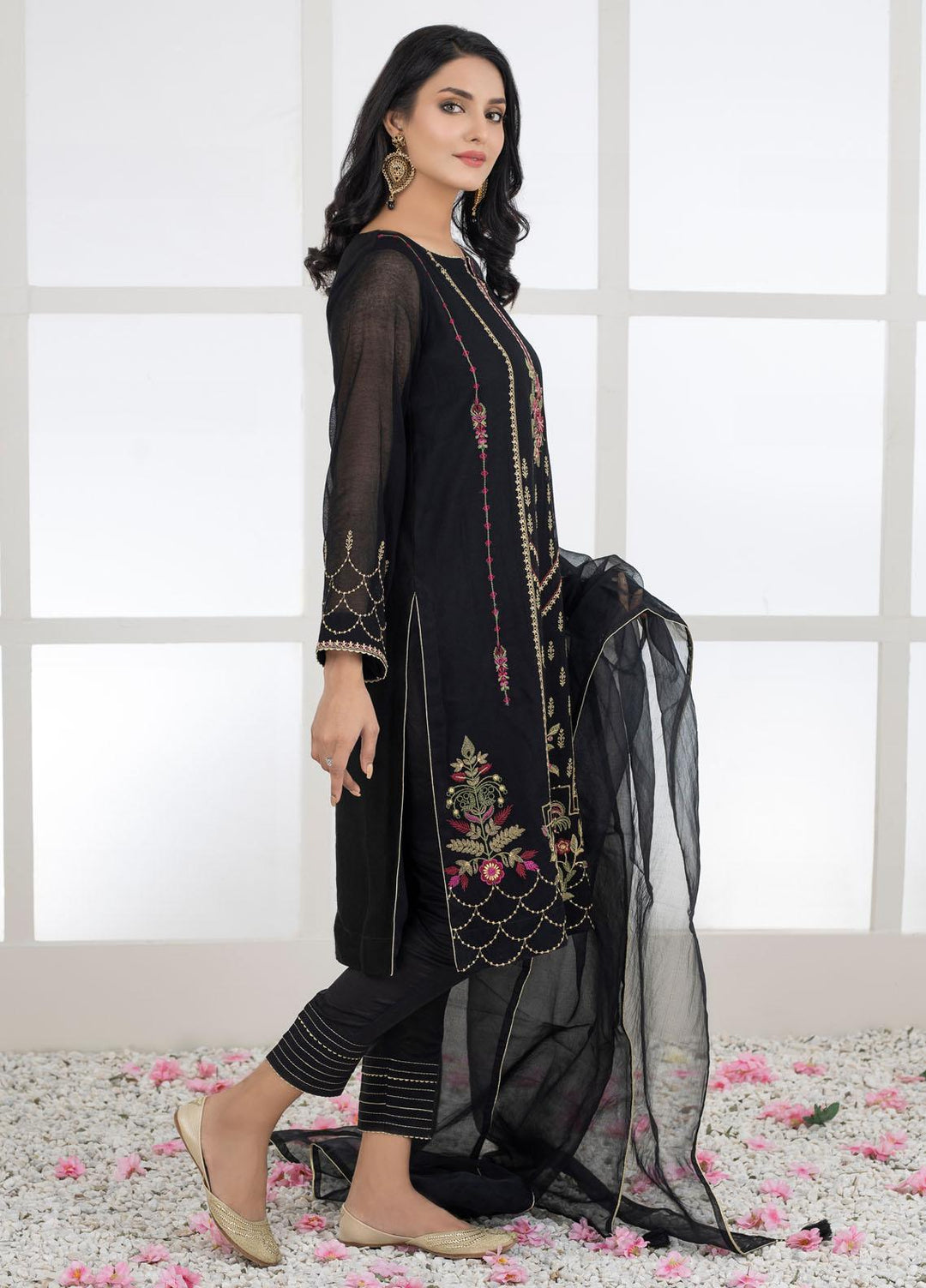 Lakhany Luxury Pret Embroidered Khaadi Net 3 Piece Suit LSM-2454