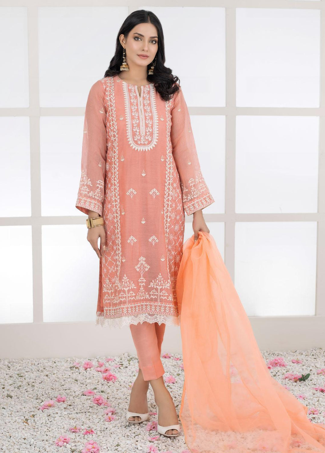 Lakhany Luxury Pret Embroidered Khaadi Net 3 Piece Suit LSM-2455