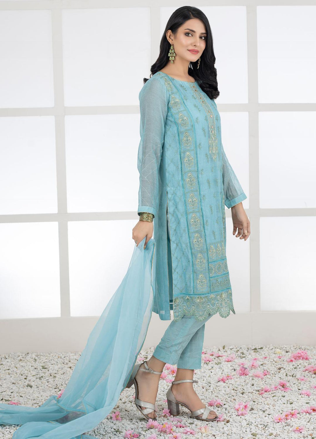 Lakhany Luxury Pret Embroidered Khaadi Net 3 Piece Suit LSM-2456