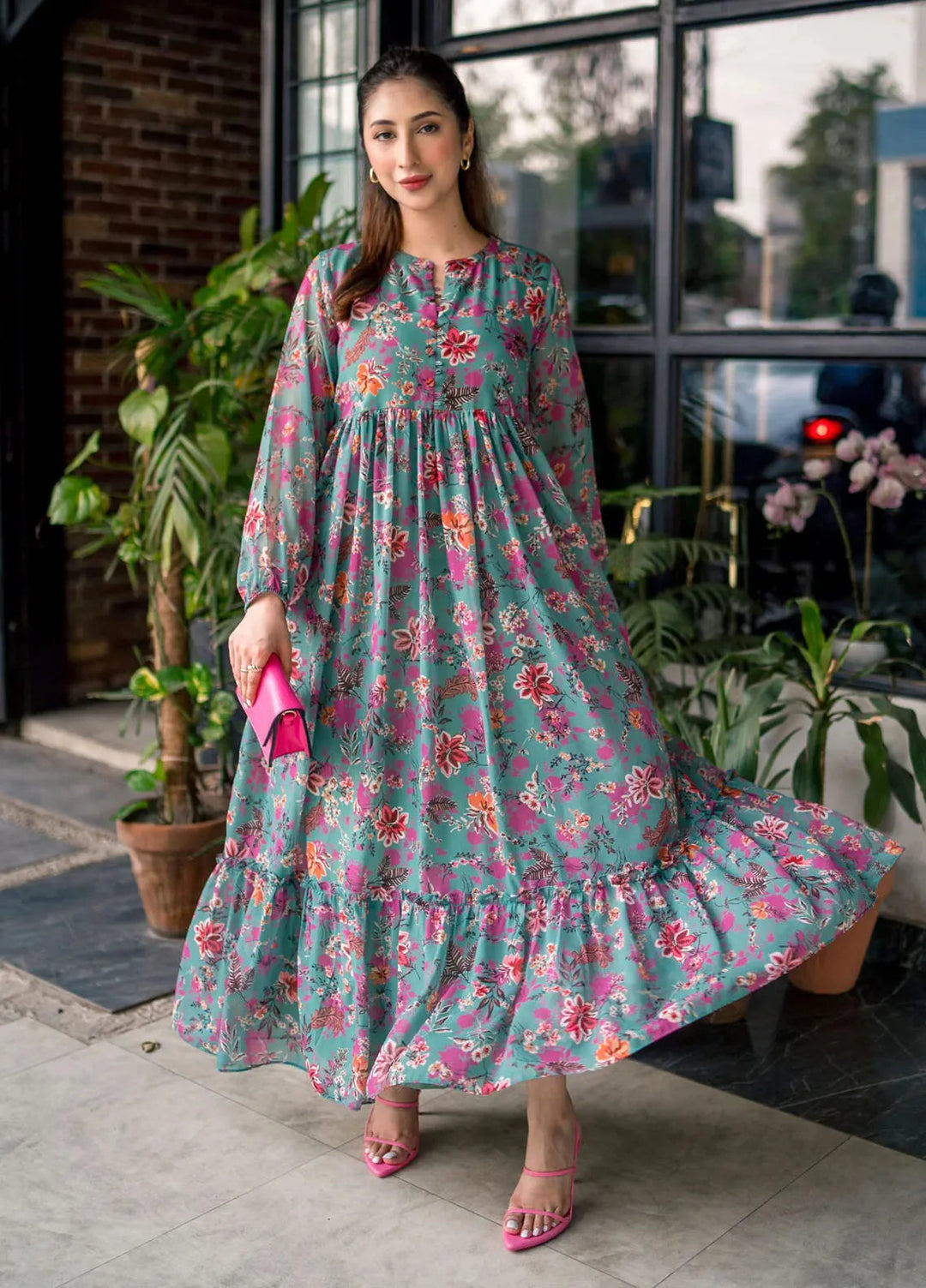 Lakhany Pret Printed Chiffon Long frock LG-AR-0064