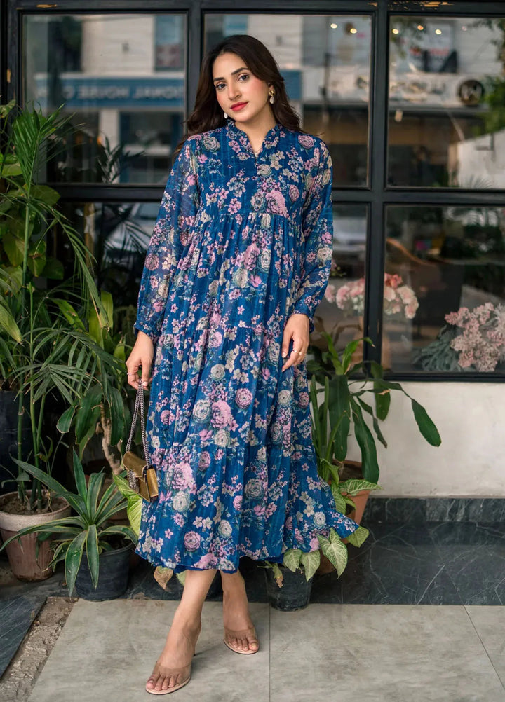 Lakhany Pret Printed Chiffon Long frock LG-SK-0255