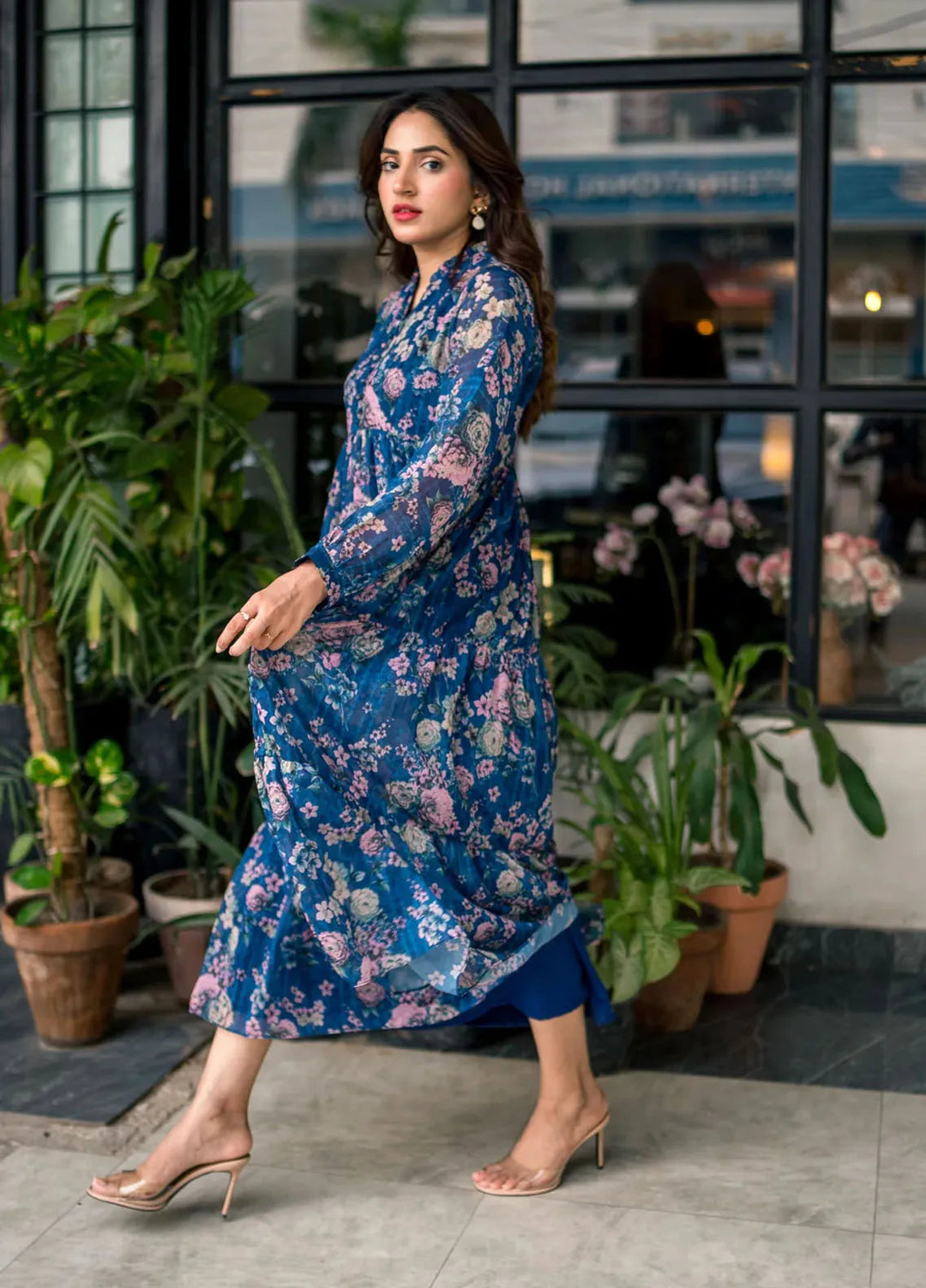 Lakhany Pret Printed Chiffon Long frock LG-SK-0255