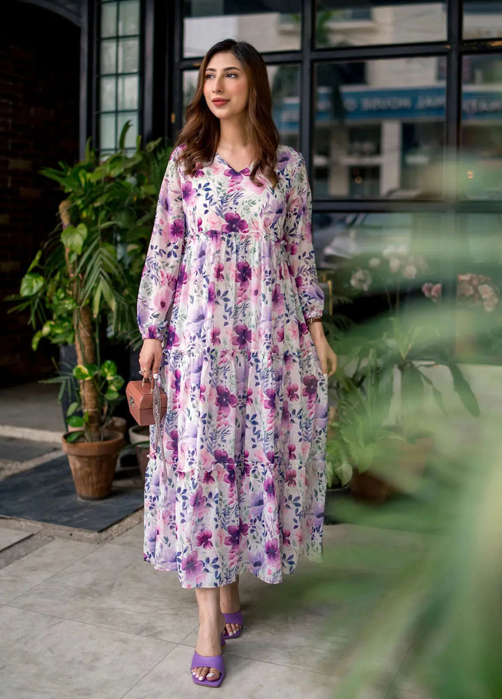 Lakhany Pret Printed Chiffon Long frock LG-UB-0085