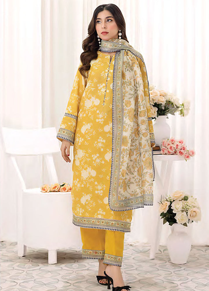 Lakhany Printed Bana dora Suits Unstitched 3 Piece LSM25MP MP-0101 - Summer Collection