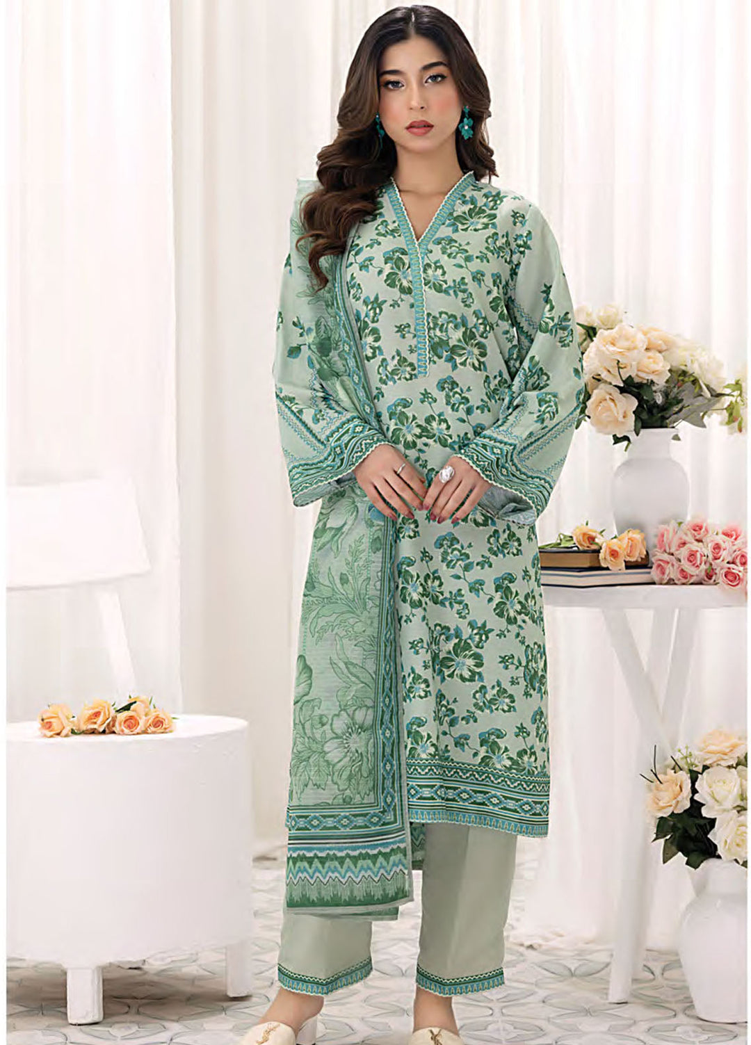 Lakhany Printed Bana dora Suits Unstitched 3 Piece LSM25MP MP-0102 - Summer Collection