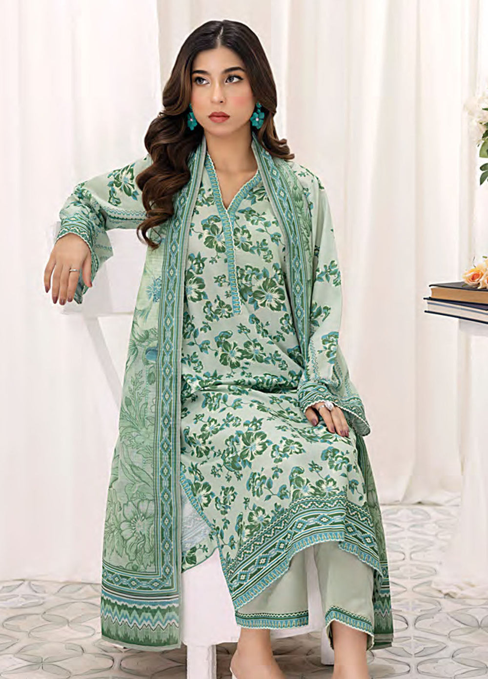 Lakhany Printed Bana dora Suits Unstitched 3 Piece LSM25MP MP-0102 - Summer Collection
