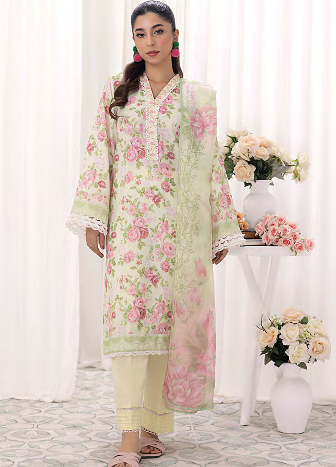Lakhany Printed Bana dora Suits Unstitched 3 Piece LSM25MP MP-0105 - Summer Collection