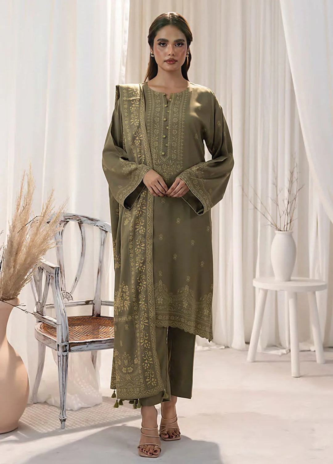 Lakhany Printed Wool Suit Unstitched 3 Piece LSM24CW LG-IZ-0271-B - Winter Collection
