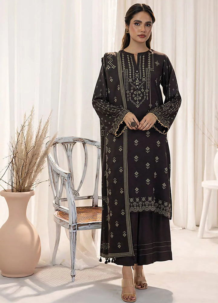 Lakhany Printed Wool Suit Unstitched 3 Piece LSM24CW LG-RL-0127-B - Winter Collection